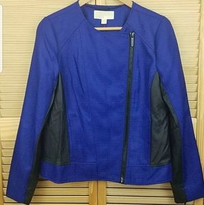 Michael Kors Zip-Front Moto Jacket Blue  Sz 8